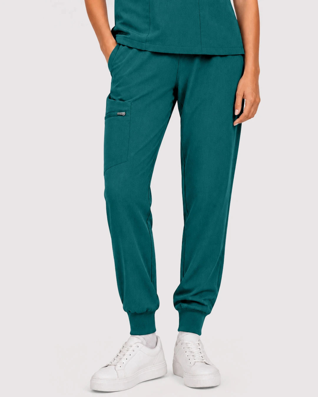 Dark Green Eipnare Women's 3-Pocket V-Neck Jogger Scrub Set - Stretch Medical Scrubs for Women