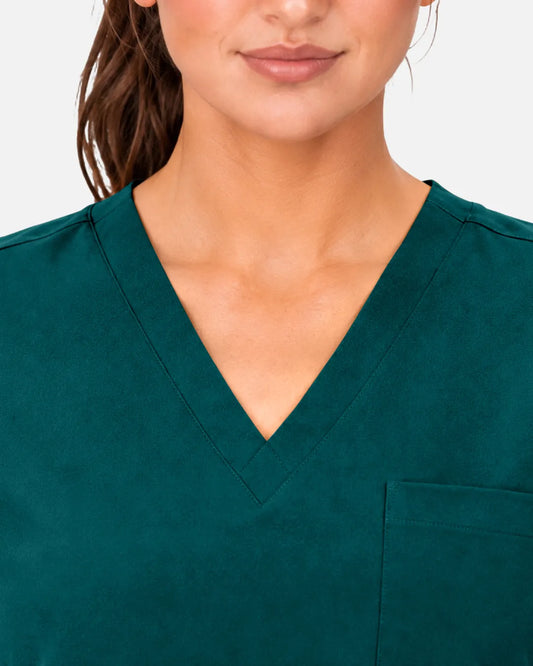 Dark green Eipnare Women's 3-Pocket V-Neck Scrub Top - Stretch Medical Scrubs for Women