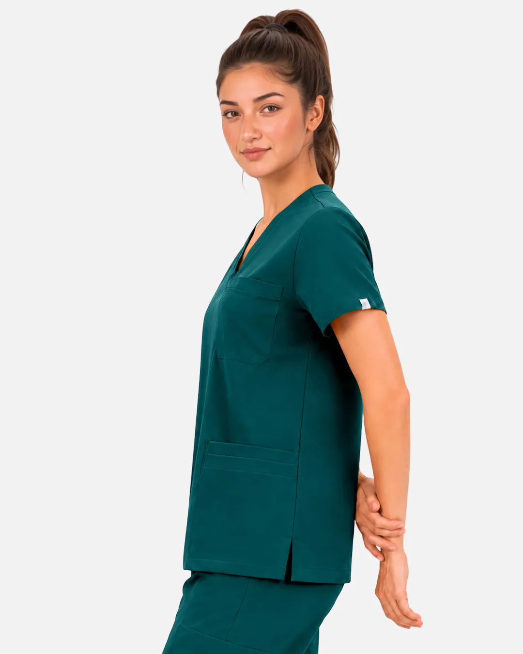 Dark green Eipnare Women's 3-Pocket V-Neck Scrub Top - Stretch Medical Scrubs for Women