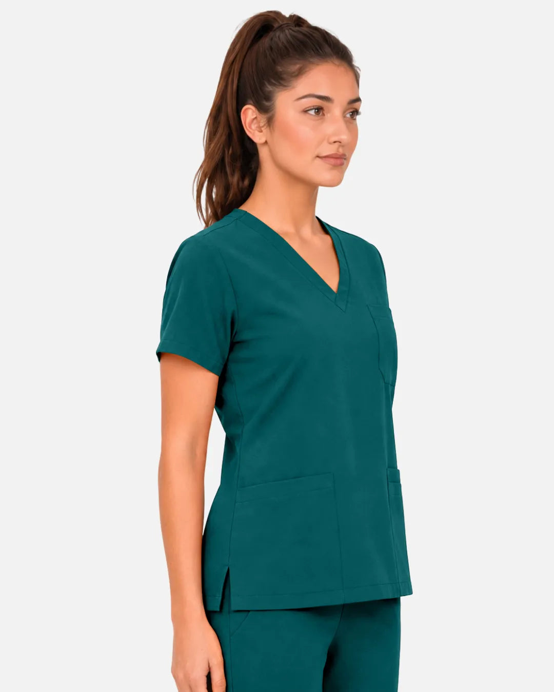 Dark green Eipnare Women's 3-Pocket V-Neck Scrub Top - Stretch Medical Scrubs for Women