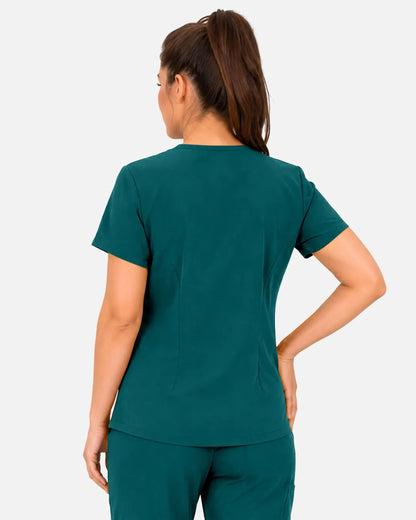 Dark green Eipnare Women's 3-Pocket V-Neck Scrub Top - Stretch Medical Scrubs for Women