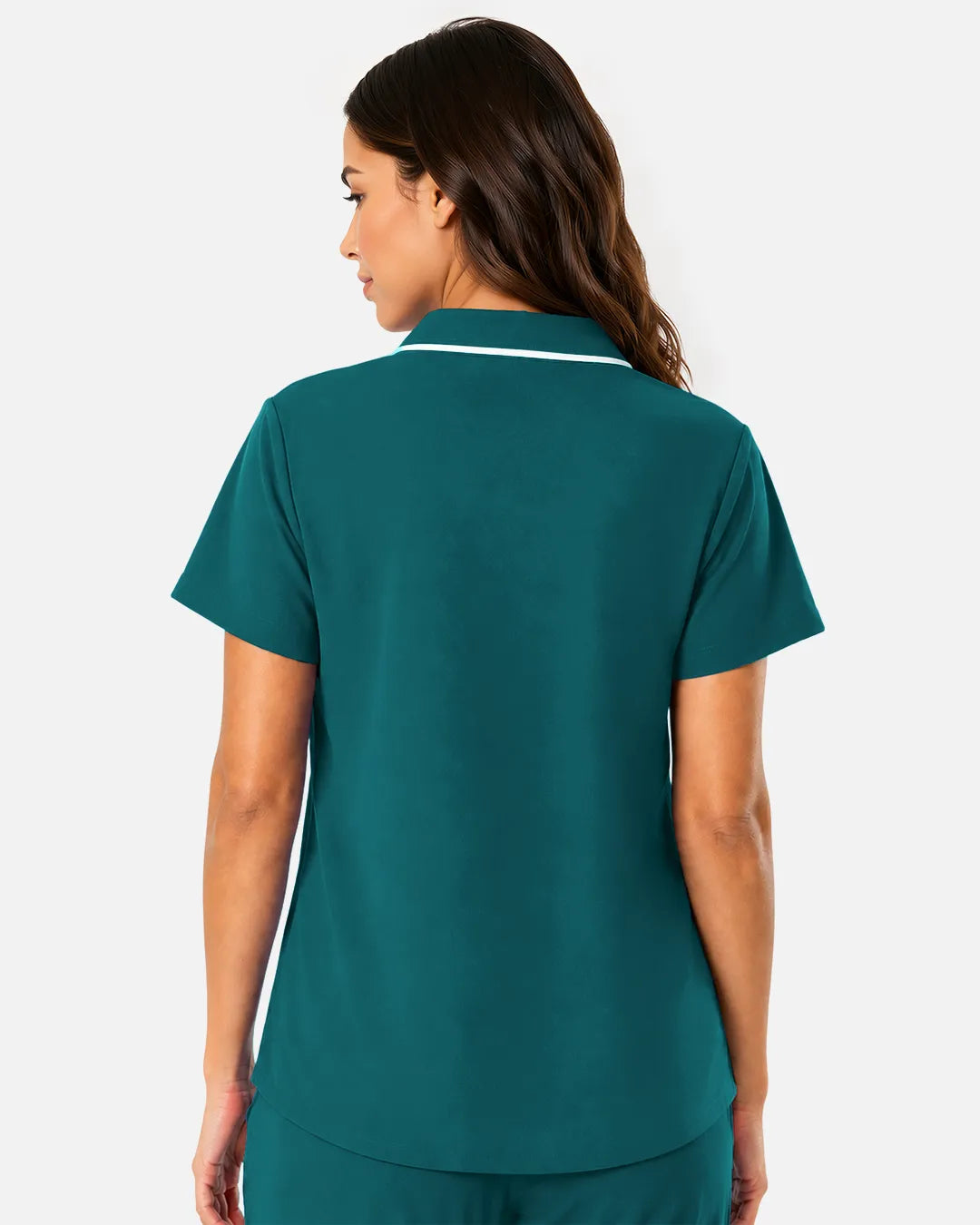 Dark green Eipnare Women's Polo-Collar Medical Scrub Top - Stretch Medical Scrubs for Women