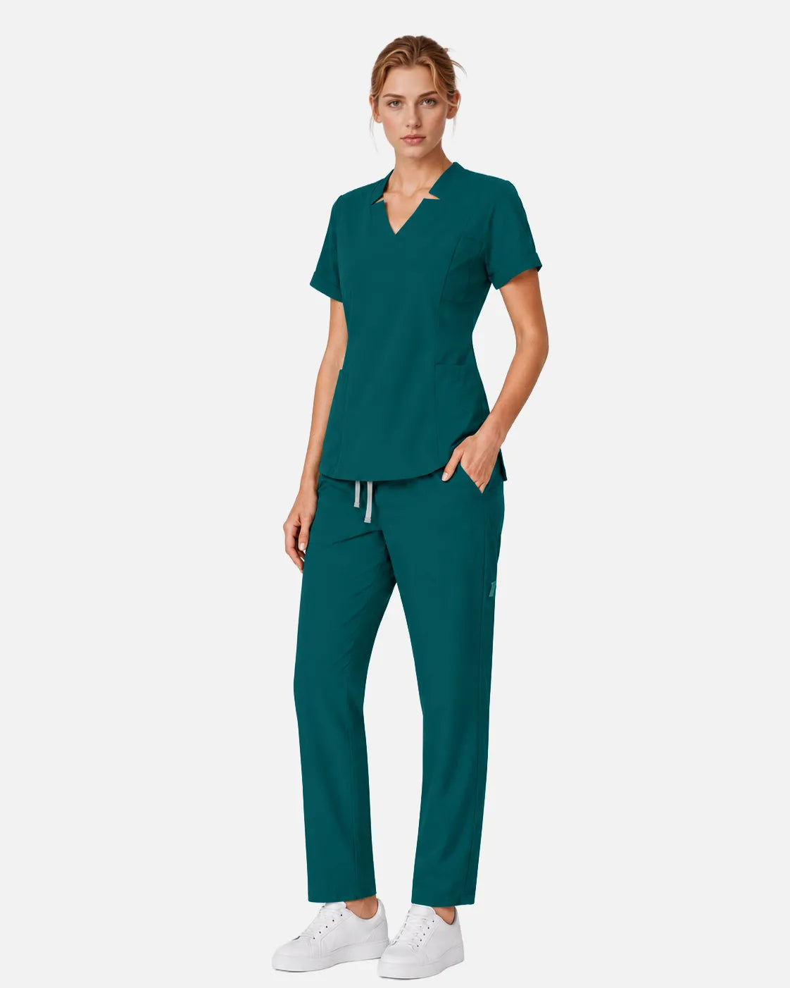 Dark green Eipnare Women's Slim Fit Tapered Cargo Scrub Pants - Stretch Medical Scrubs for Women