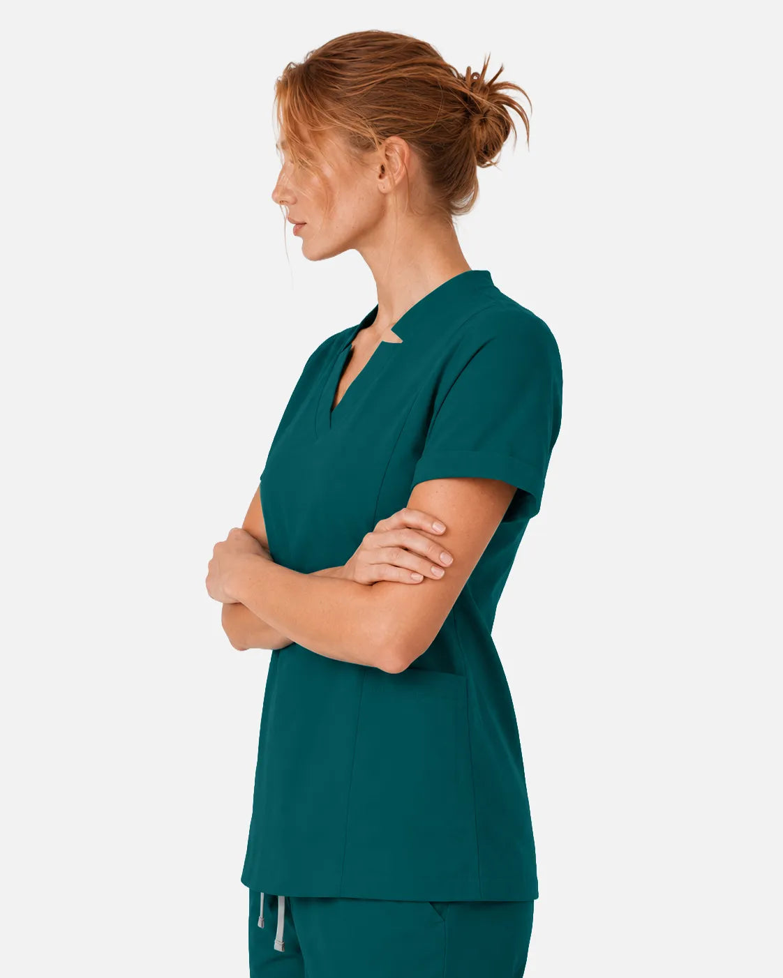 Dark green Eipnare Women's Split V-Neck Scrub Top - Stretch Medical Scrubs for Women