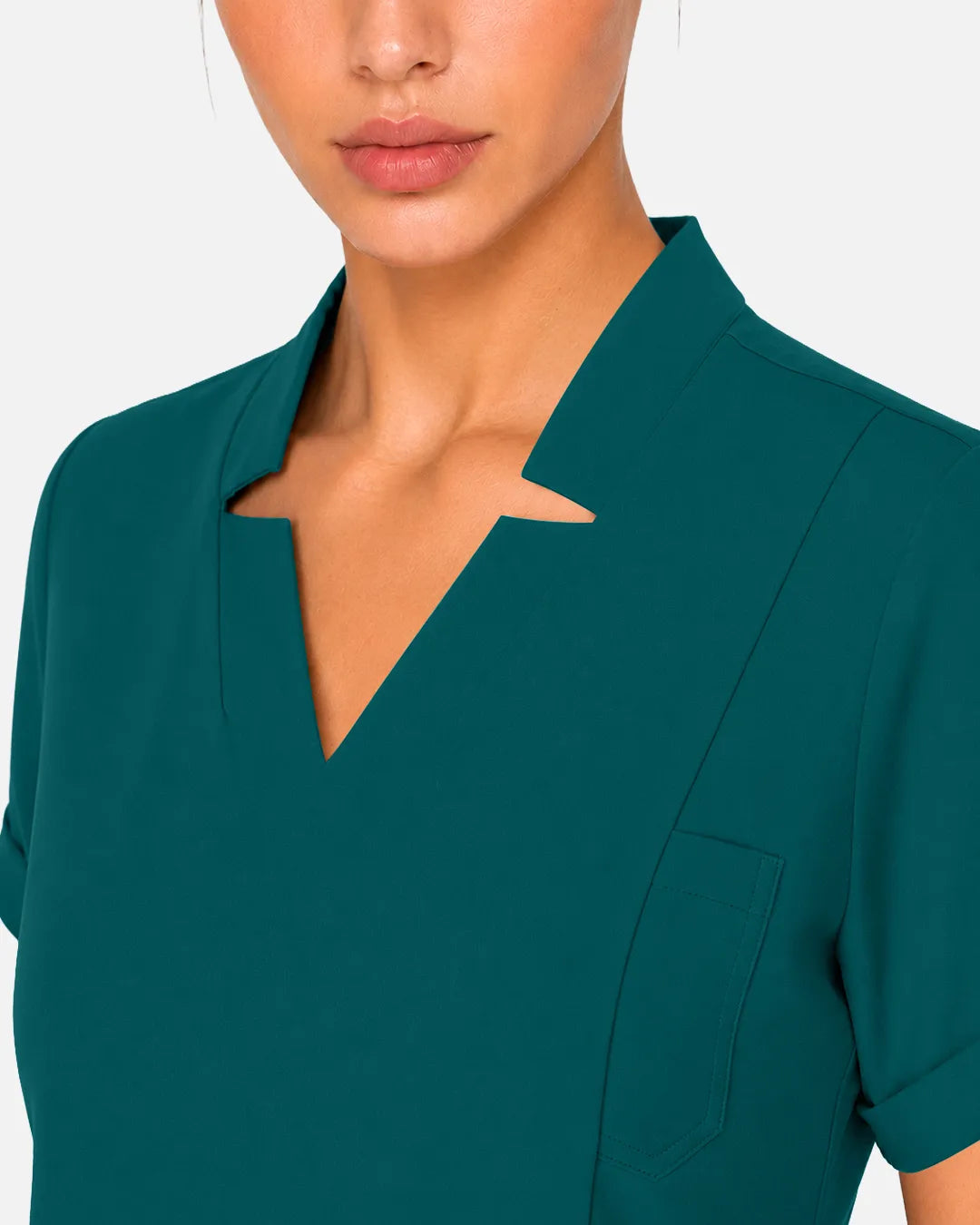 Dark green Eipnare Women's Split V-Neck Scrub Top - Stretch Medical Scrubs for Women