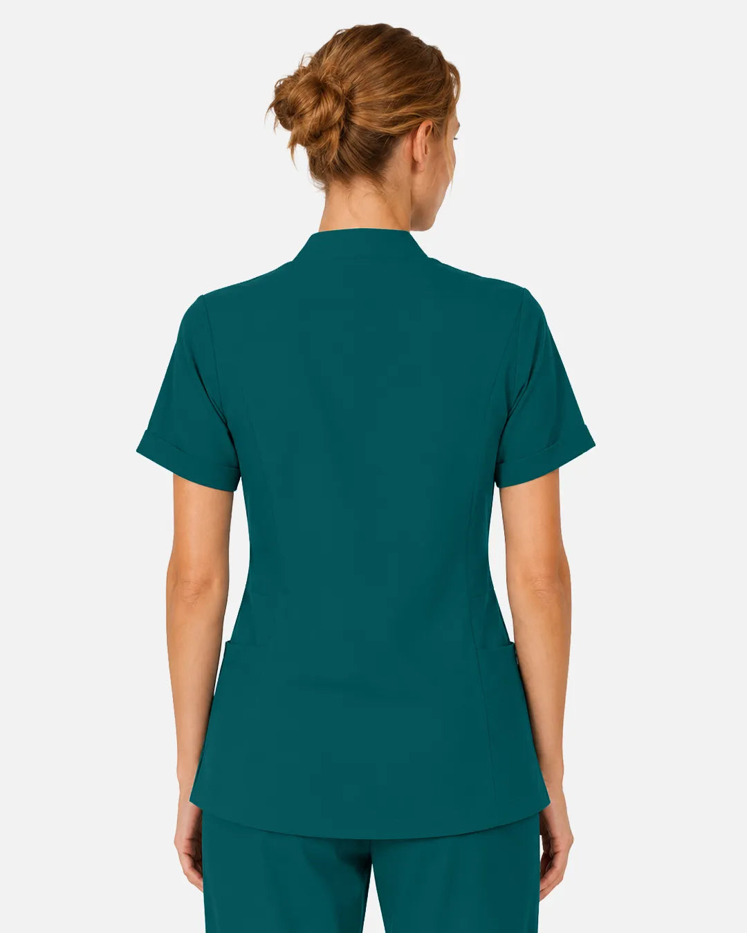 Dark green Eipnare Women's Split V-Neck Scrub Top - Stretch Medical Scrubs for Women