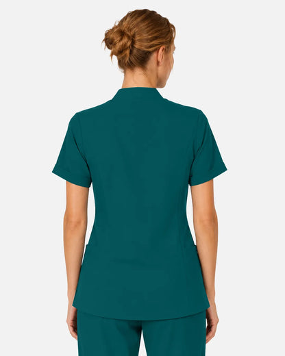 Dark green Eipnare Women's Split V-Neck Scrub Top - Stretch Medical Scrubs for Women