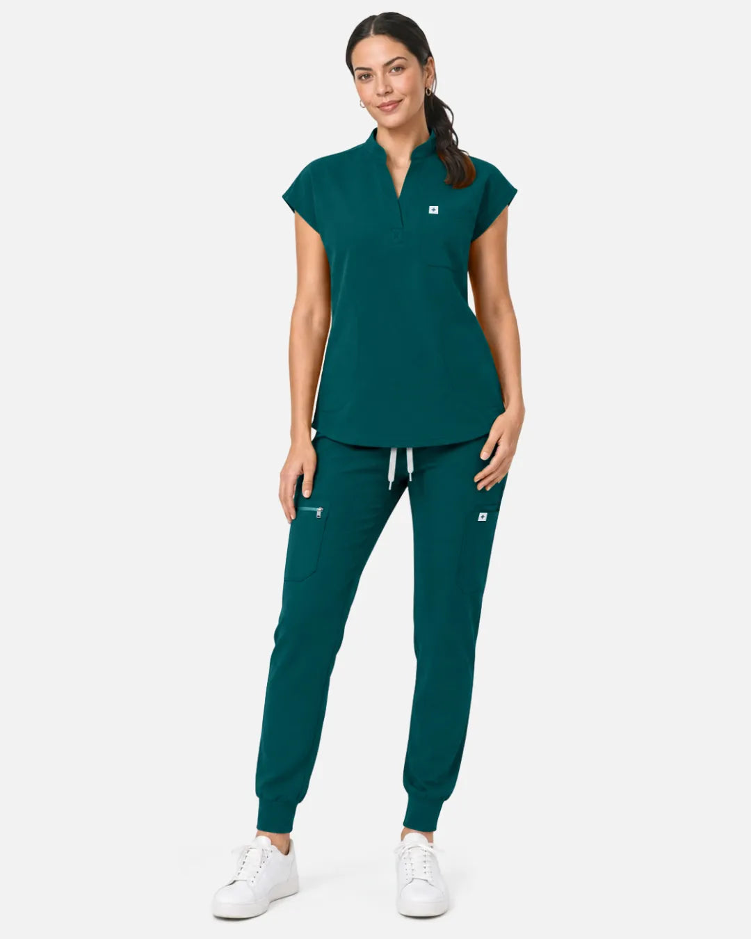 Dark green Eipnare Women's Cargo Jogger Scrub Pants - Stretch Medical Scrubs for Women