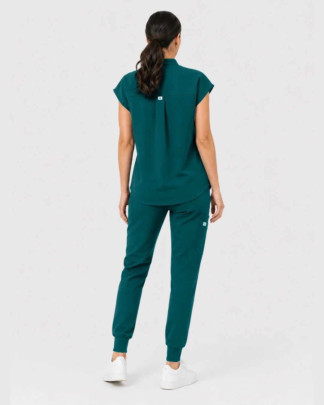 Dark Green Eipnare Women's Henley Sleeveless Jogger Scrub Set - Stretch Medical Scrubs for Women
