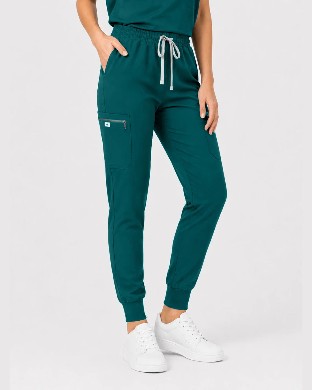 Dark Green Eipnare Women's Henley Sleeveless Jogger Scrub Set - Stretch Medical Scrubs for Women