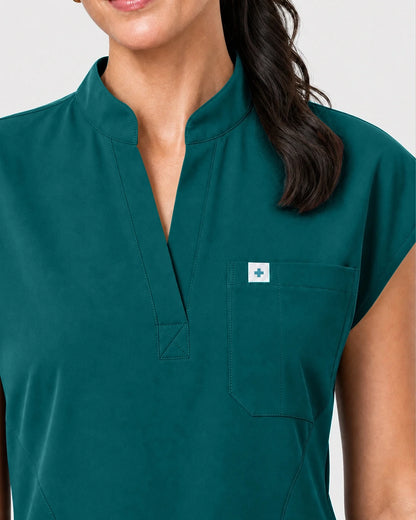Dark Green Eipnare Women's Henley Sleeveless Jogger Scrub Set - Stretch Medical Scrubs for Women
