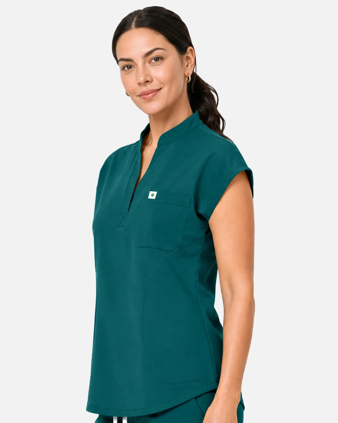 Dark green Eipnare Women's Sleeveless Henley Scrub Top - Stretch Medical Scrubs for Women
