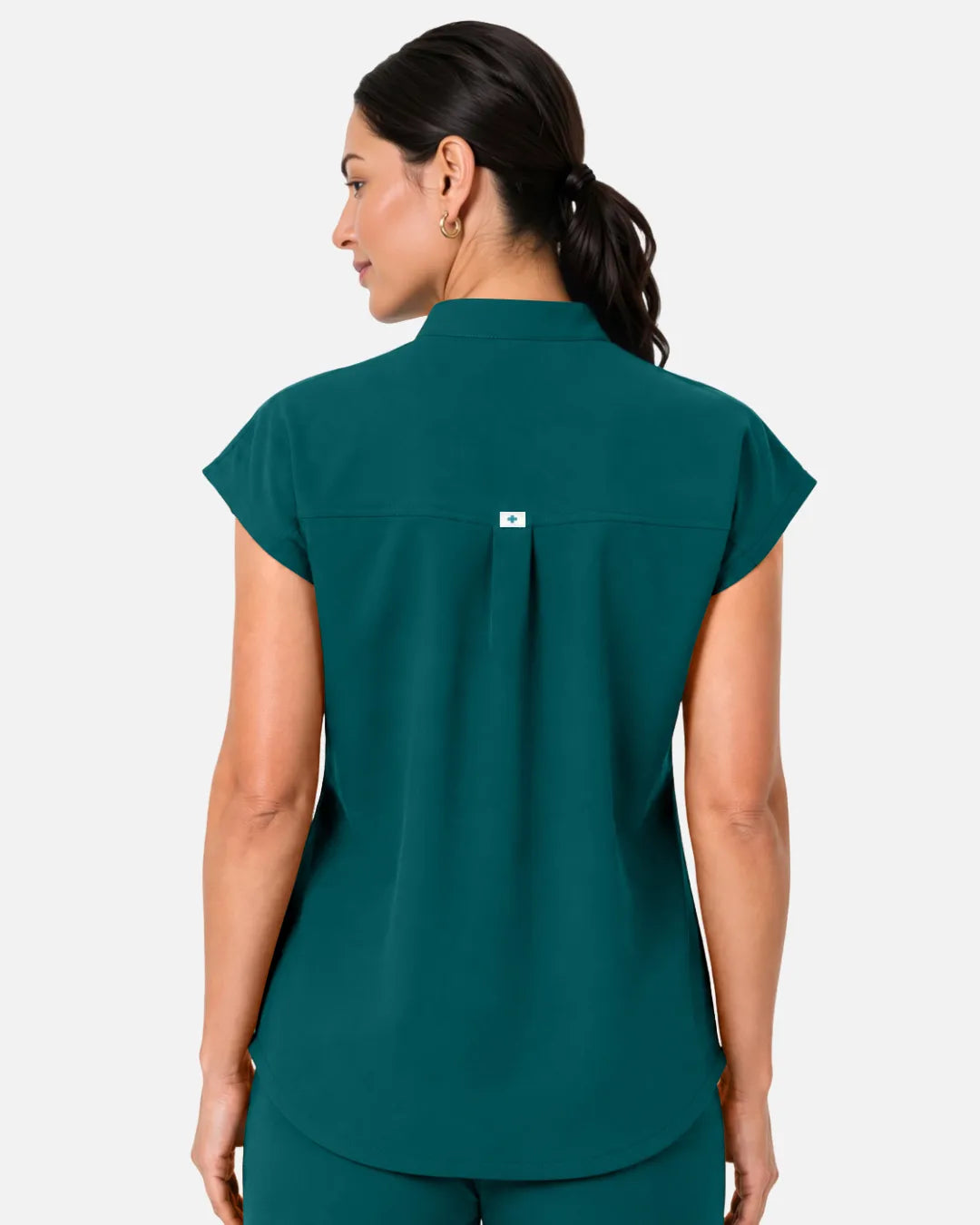 Dark green Eipnare Women's Sleeveless Henley Scrub Top - Stretch Medical Scrubs for Women