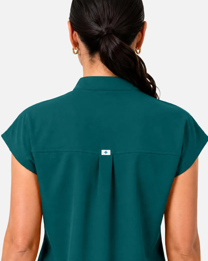 Dark green Eipnare Women's Sleeveless Henley Scrub Top - Stretch Medical Scrubs for Women