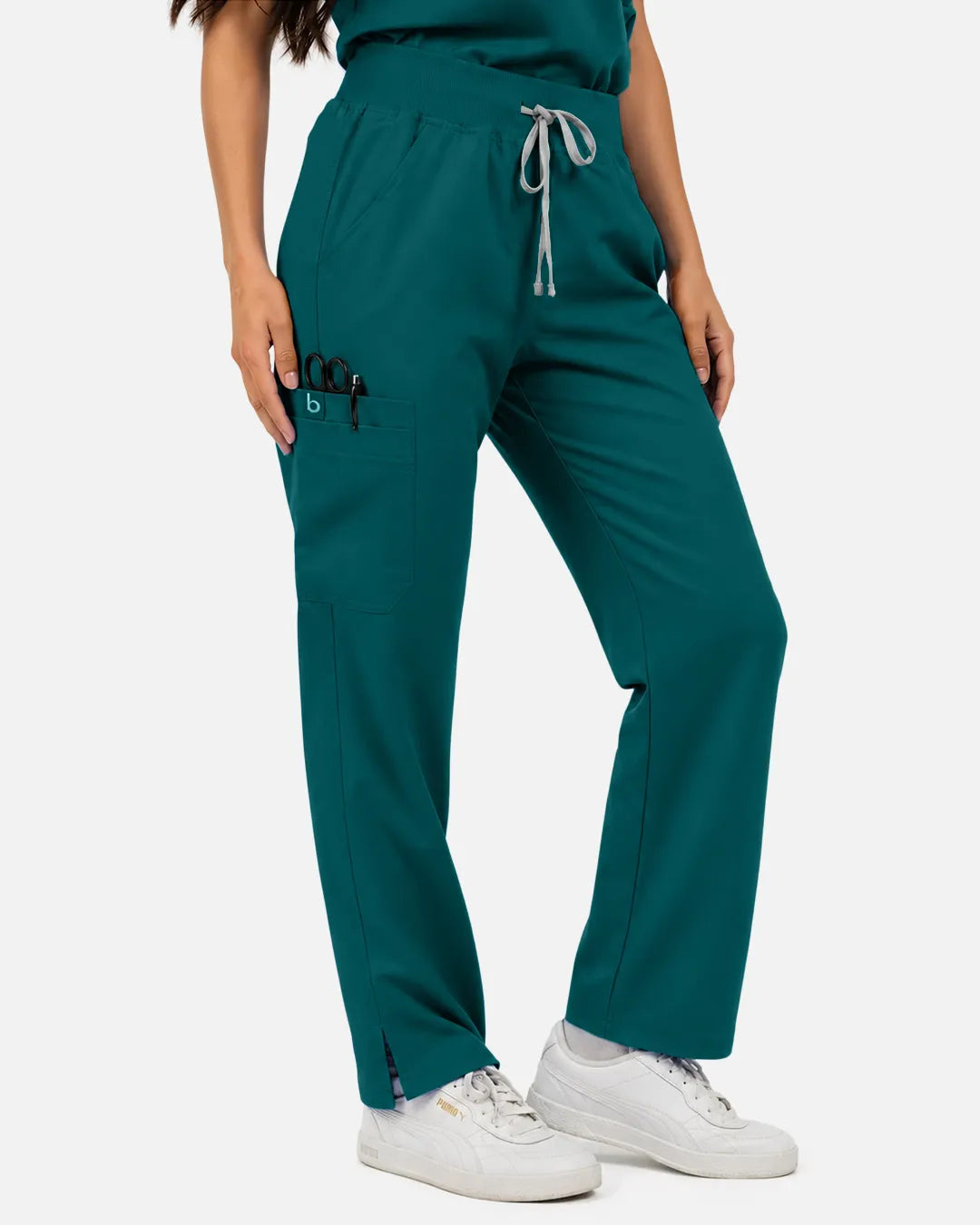 Dark green Eipnare Women's Straight-Leg Cargo Scrub Pants - Stretch Medical Scrubs for Women