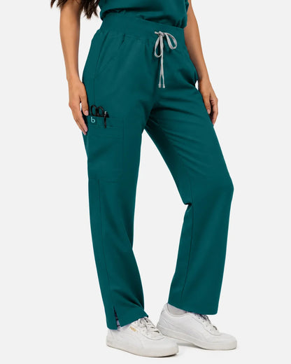Dark green Eipnare Women's Straight-Leg Cargo Scrub Pants - Stretch Medical Scrubs for Women