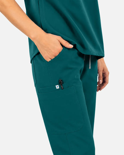 Dark green Eipnare Women's Straight-Leg Cargo Scrub Pants - Stretch Medical Scrubs for Women