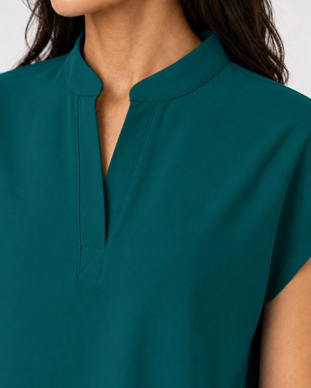 Dark Green Eipnare Women's Mandarin Sleeveless Straight-Leg Scrub Set - Stretch Medical Scrubs for Women