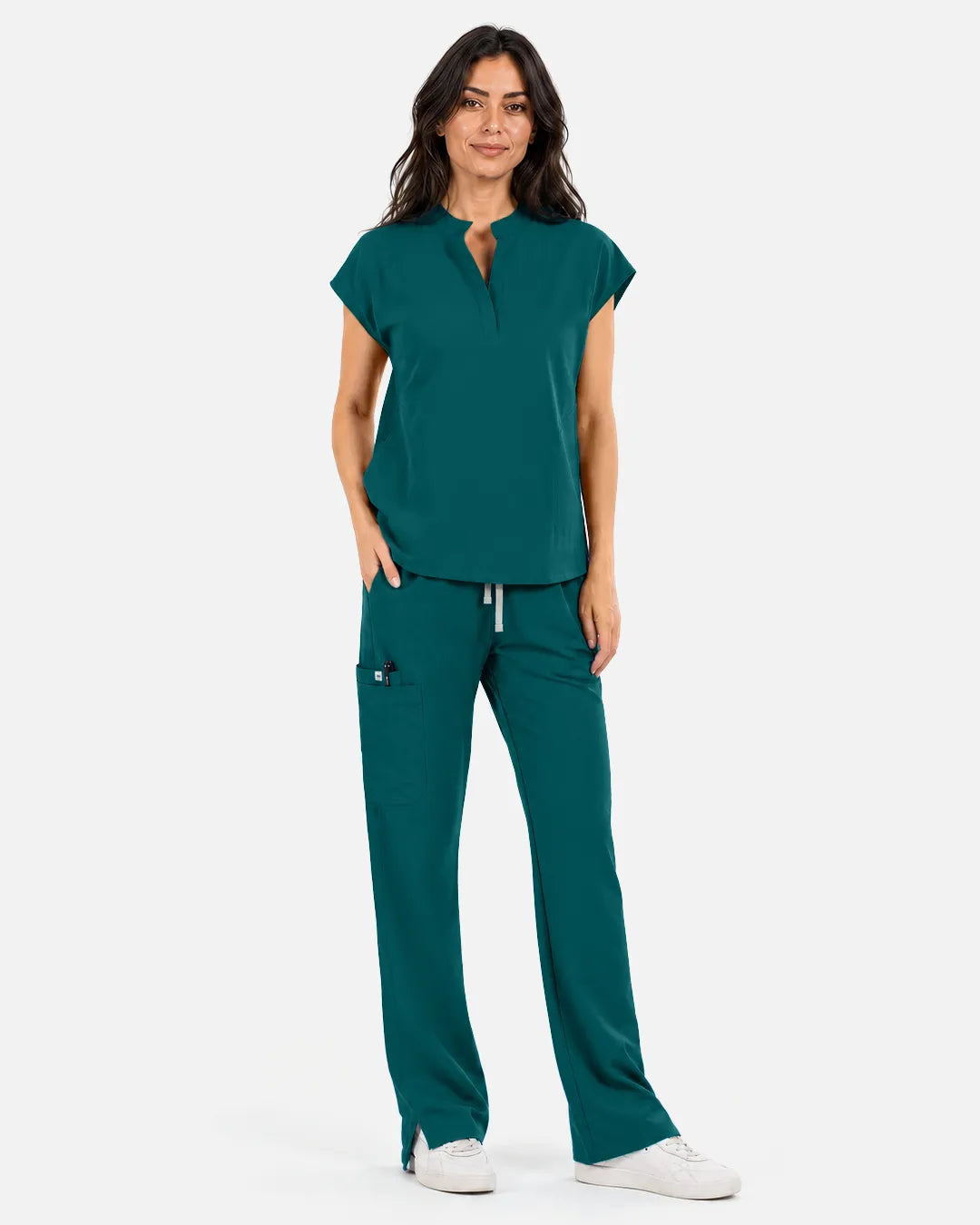 Dark green Eipnare Women's Sleeveless Mandarin Collar Scrub Top - Stretch Medical Scrubs for Women