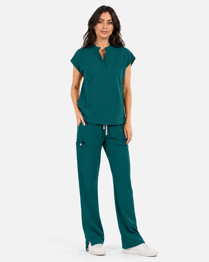 Dark green Eipnare Women's Sleeveless Mandarin Collar Scrub Top - Stretch Medical Scrubs for Women