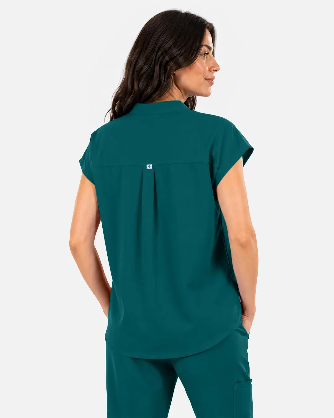 Dark green Eipnare Women's Sleeveless Mandarin Collar Scrub Top - Stretch Medical Scrubs for Women