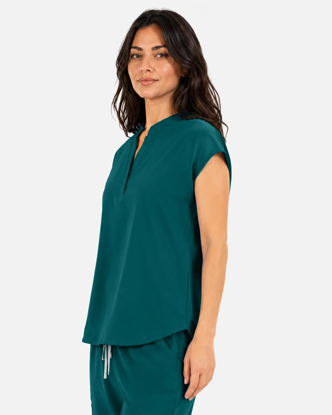 Dark green Eipnare Women's Sleeveless Mandarin Collar Scrub Top - Stretch Medical Scrubs for Women