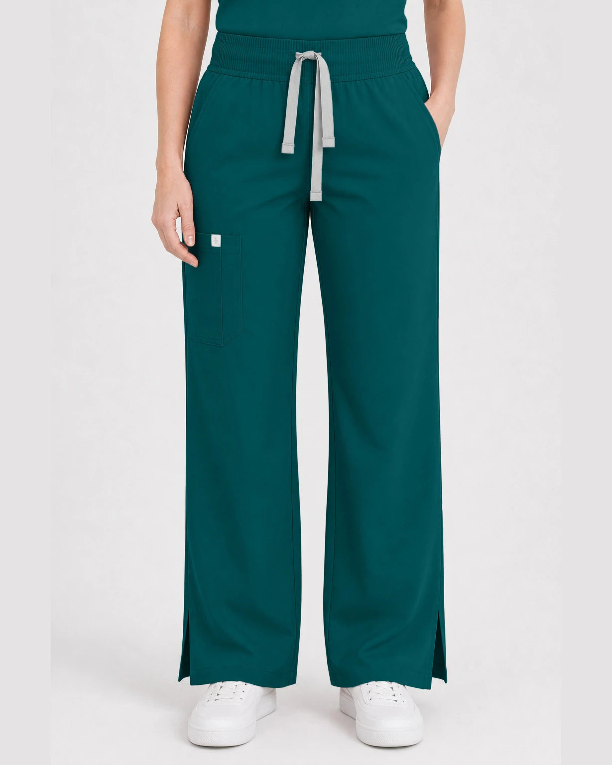 Dark Green Eipnare Women's Henley Sleeveless Straight-Leg Scrub Set - Stretch Medical Scrubs for Women