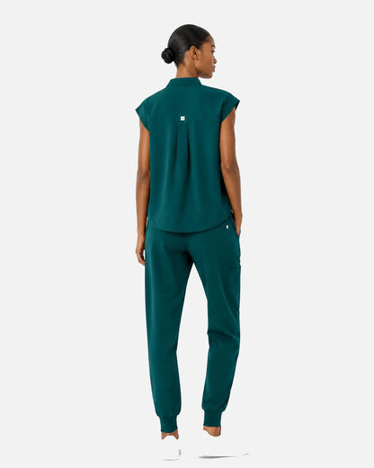 Dark Green – Eipnare Women's Sleeveless Mandarin Collar Jogger Uniform Set – product image 03
