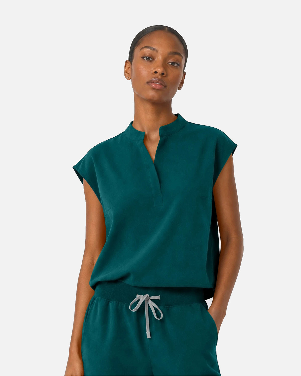 Dark Green – Eipnare Women's Sleeveless Mandarin Collar Jogger Uniform Set – product image 04