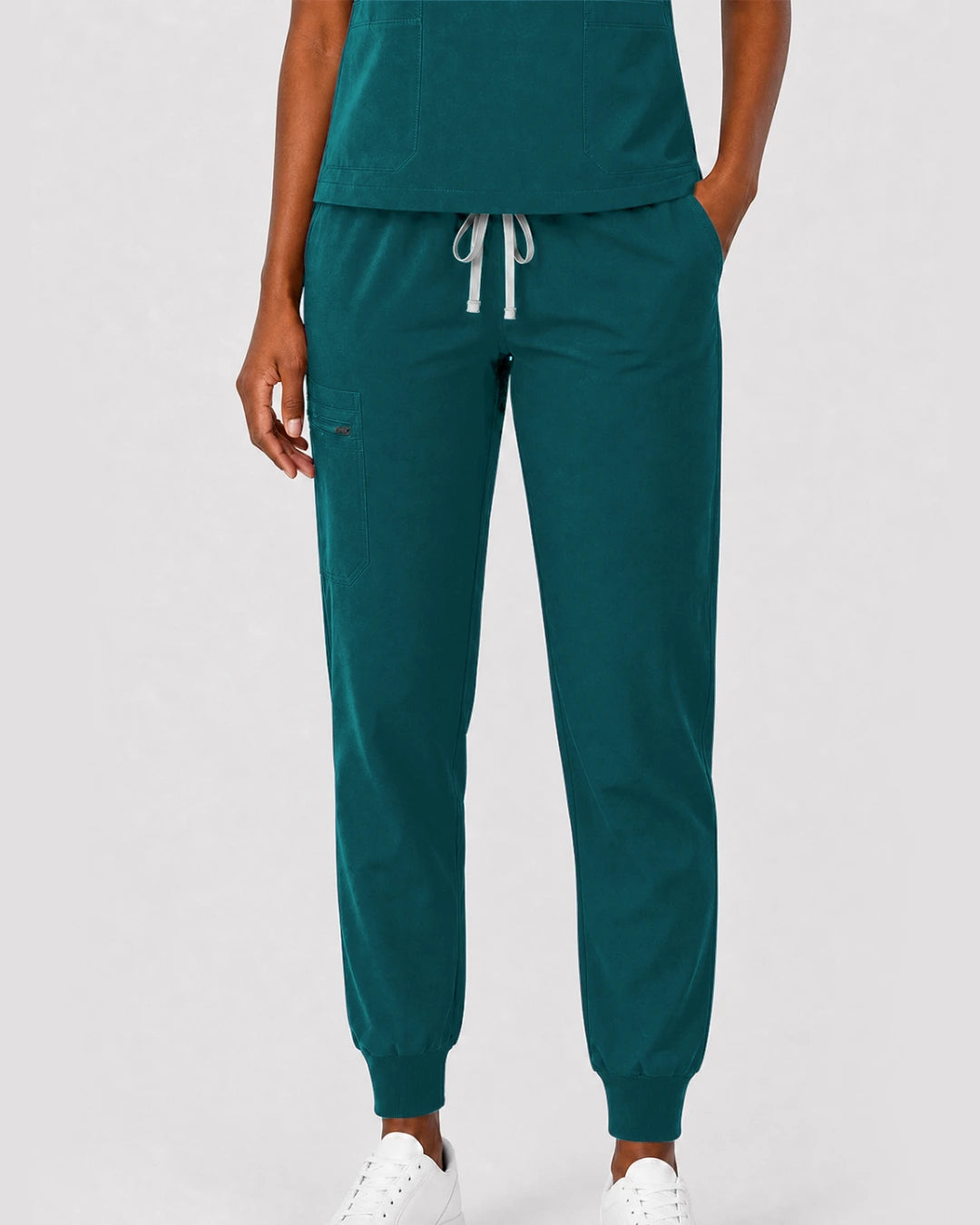 Dark Green Eipnare Women's Split V-Neck Cargo Jogger Scrub Set - Stretch Medical Scrubs for Women