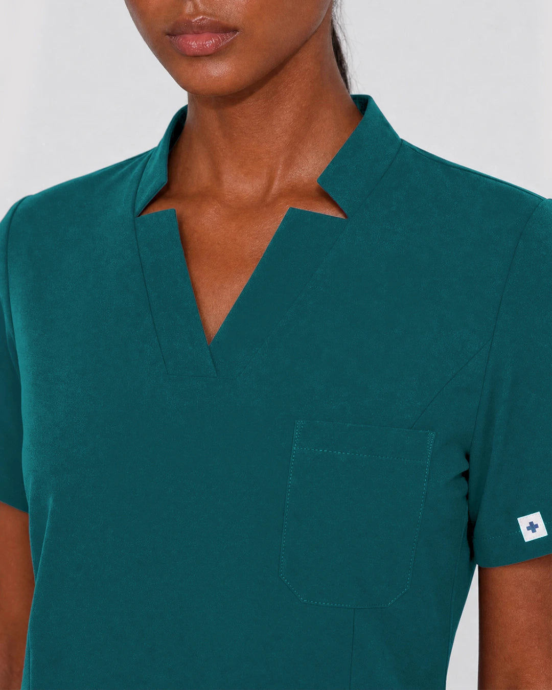 Dark Green Eipnare Women's Split V-Neck Cargo Jogger Scrub Set - Stretch Medical Scrubs for Women