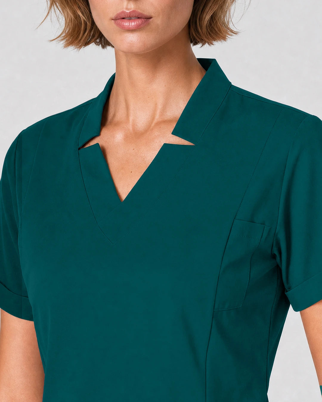 Dark Green Eipnare Women's Split V-Neck Tapered Scrub Set - Stretch Medical Scrubs for Women