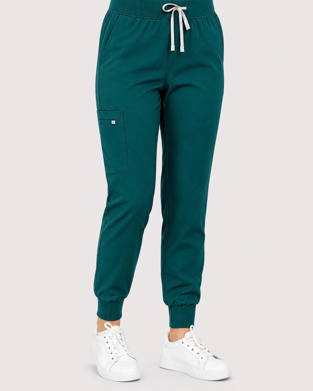 Dark Green Eipnare Women's Knit V-Neck Jogger Scrub Set - Stretch Medical Scrubs for Women