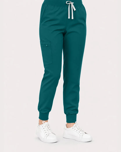 Dark Green Eipnare Women's Classic V-Neck Jogger Scrub Set - Stretch Medical Scrubs for Women