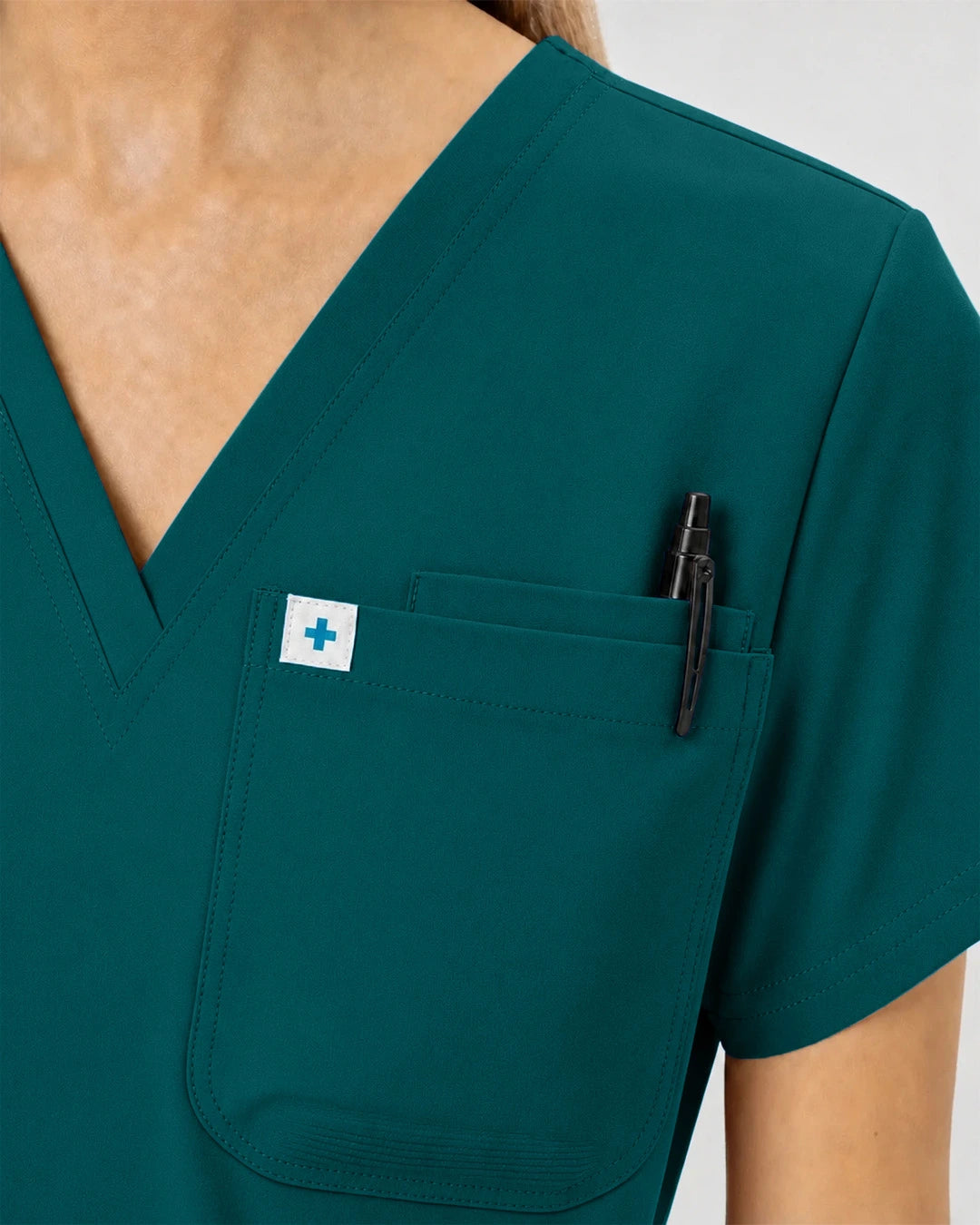 Dark Green Eipnare Women's Classic V-Neck Jogger Scrub Set - Stretch Medical Scrubs for Women