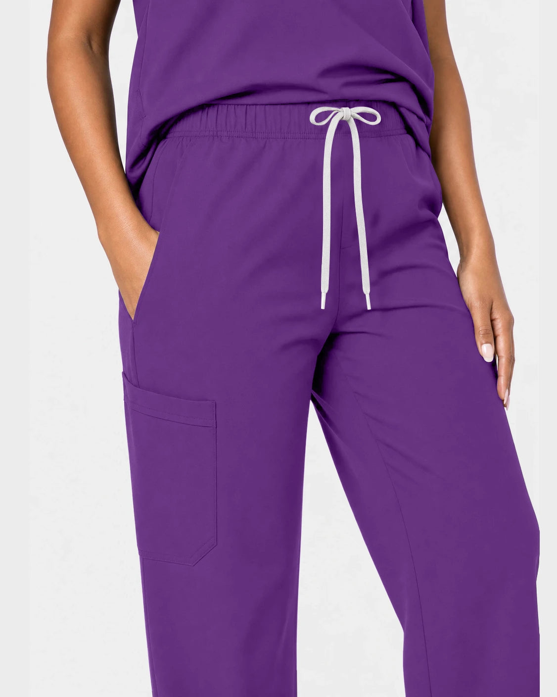 Dark Purple Eipnare Women's 15-Pocket V-Neck Jogger Scrub Set - Stretch Medical Scrubs for Women