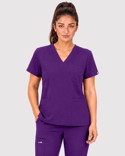 Dark Purple Eipnare Women's 3-Pocket V-Neck Jogger Scrub Set - Stretch Medical Scrubs for Women