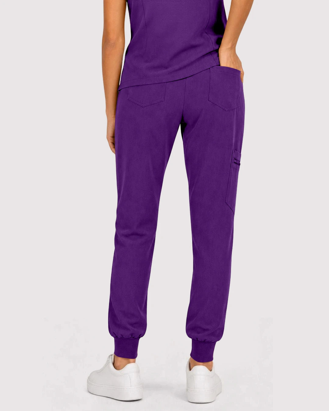 Dark Purple Eipnare Women's 3-Pocket V-Neck Jogger Scrub Set - Stretch Medical Scrubs for Women