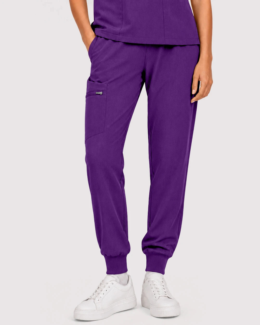Dark Purple Eipnare Women's 3-Pocket V-Neck Jogger Scrub Set - Stretch Medical Scrubs for Women
