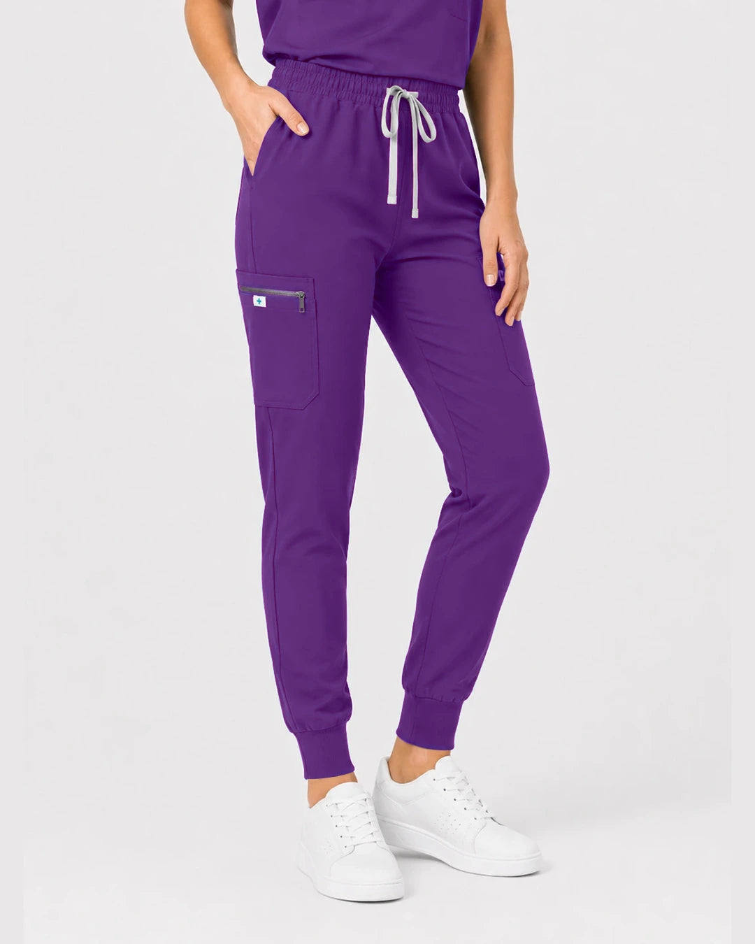 Dark Purple Eipnare Women's Henley Sleeveless Jogger Scrub Set - Stretch Medical Scrubs for Women