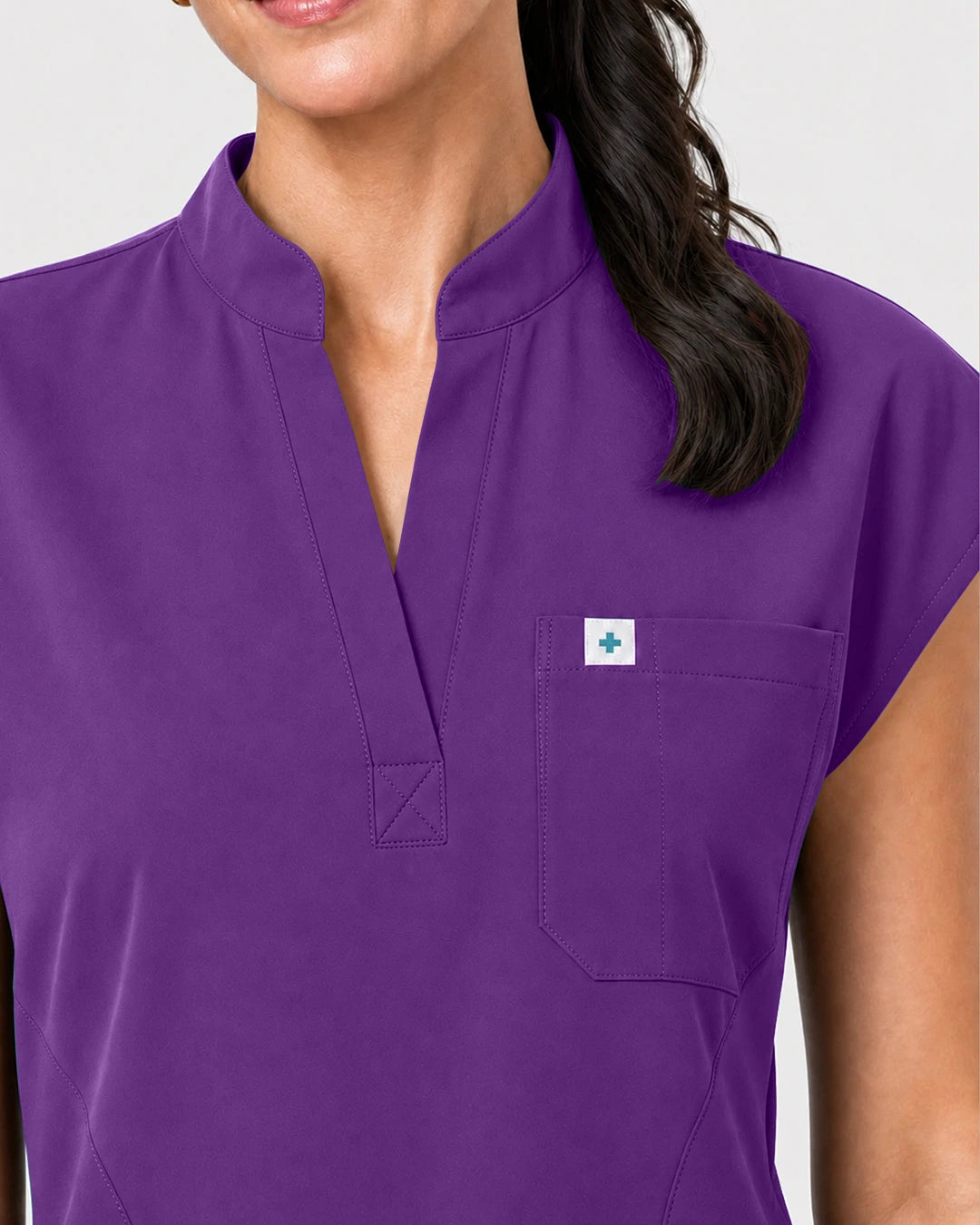 Dark Purple Eipnare Women's Henley Sleeveless Jogger Scrub Set - Stretch Medical Scrubs for Women