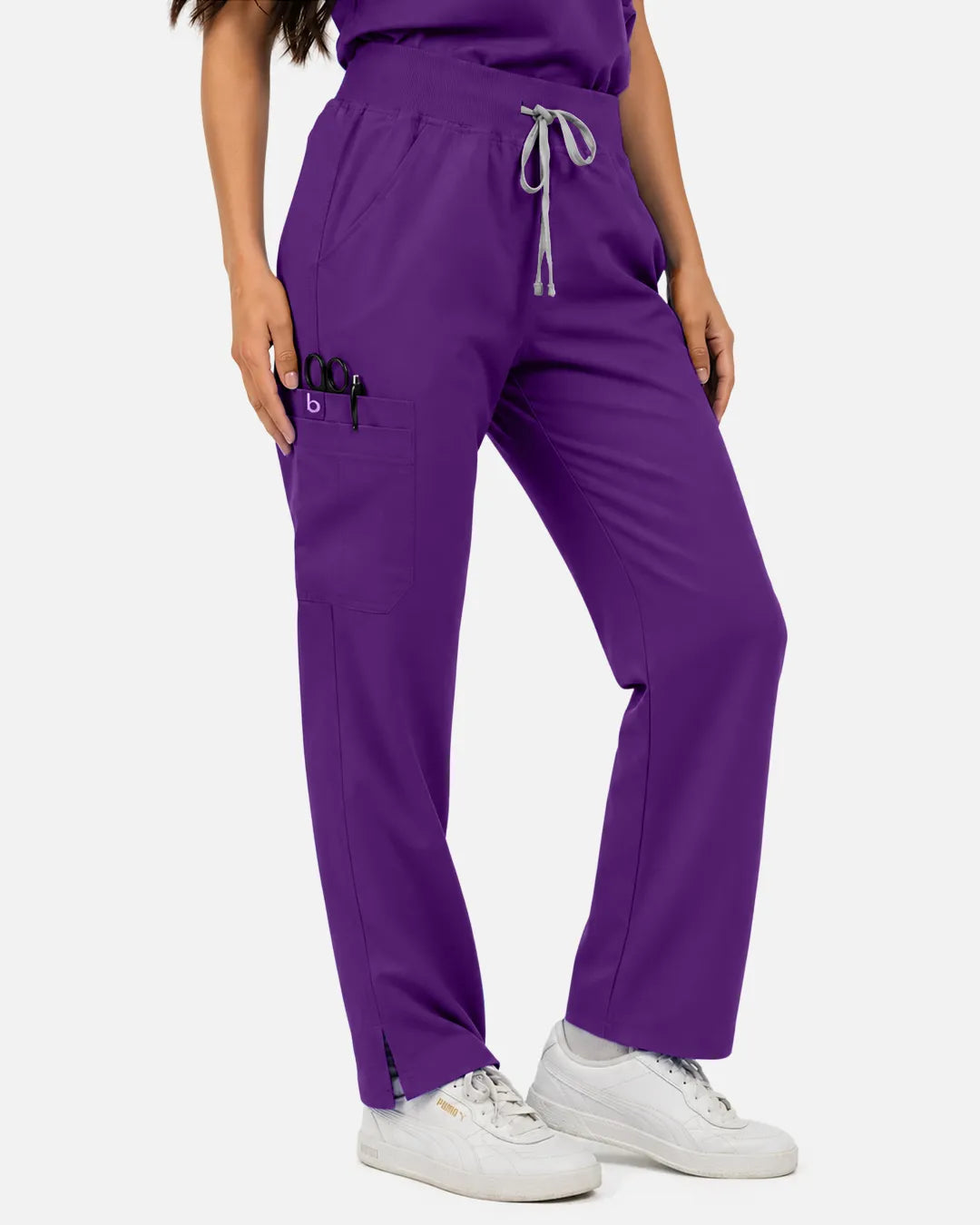 Dark purple Eipnare Women's Straight-Leg Cargo Scrub Pants - Stretch Medical Scrubs for Women