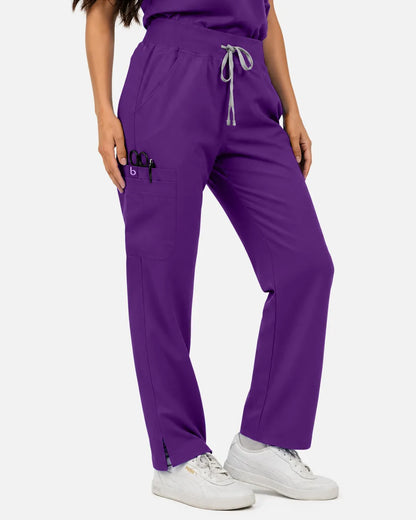 Dark purple Eipnare Women's Straight-Leg Cargo Scrub Pants - Stretch Medical Scrubs for Women