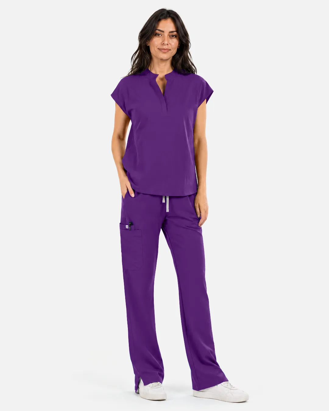 Dark purple Eipnare Women's Straight-Leg Cargo Scrub Pants - Stretch Medical Scrubs for Women