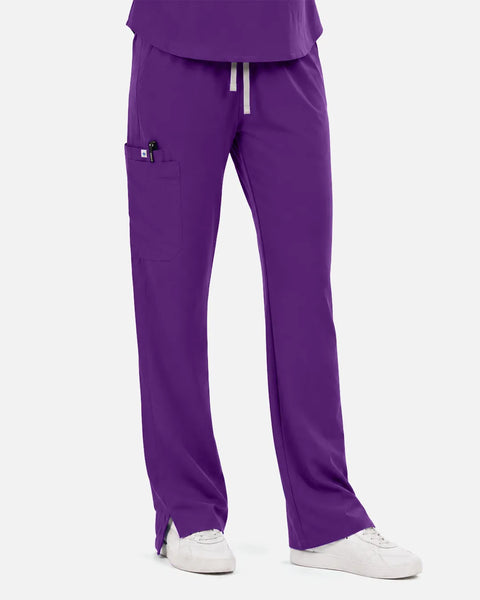 Eipnare Women's Straight-Leg Cargo Uniform Pants - Dark Purple