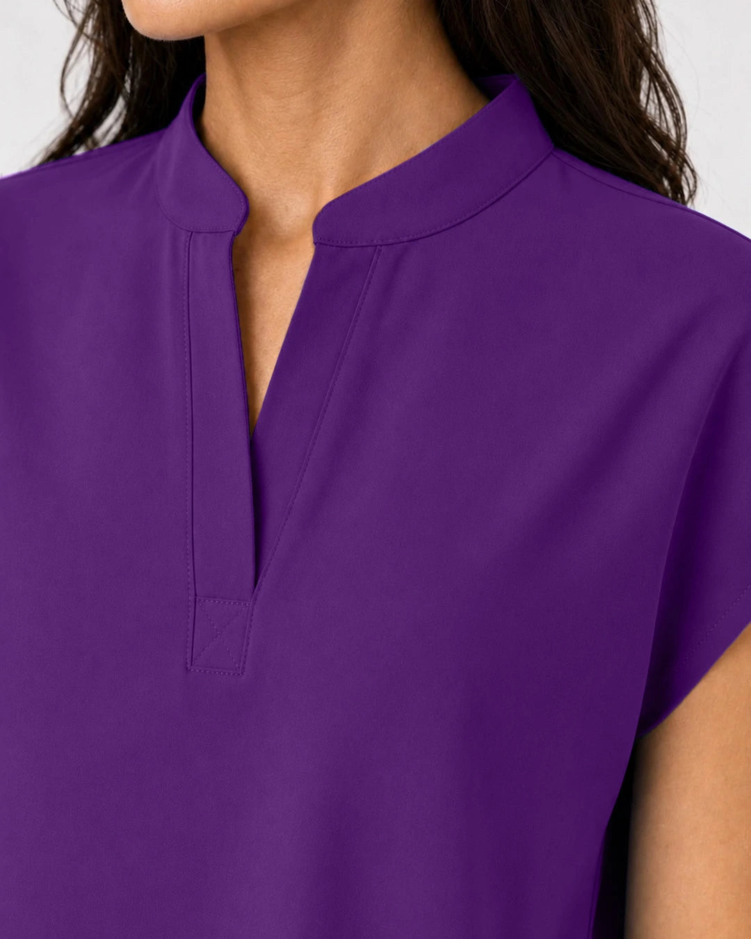 Dark Purple Eipnare Women's Mandarin Sleeveless Straight-Leg Scrub Set - Stretch Medical Scrubs for Women