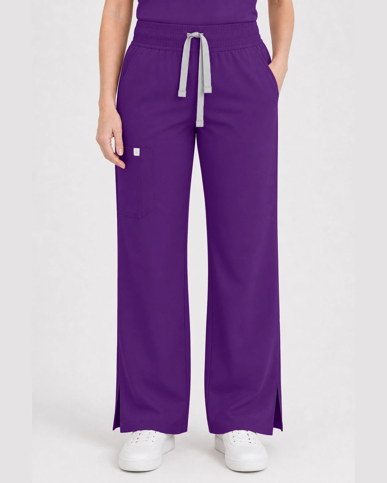 Dark Purple Eipnare Women's Henley Sleeveless Straight-Leg Scrub Set - Stretch Medical Scrubs for Women