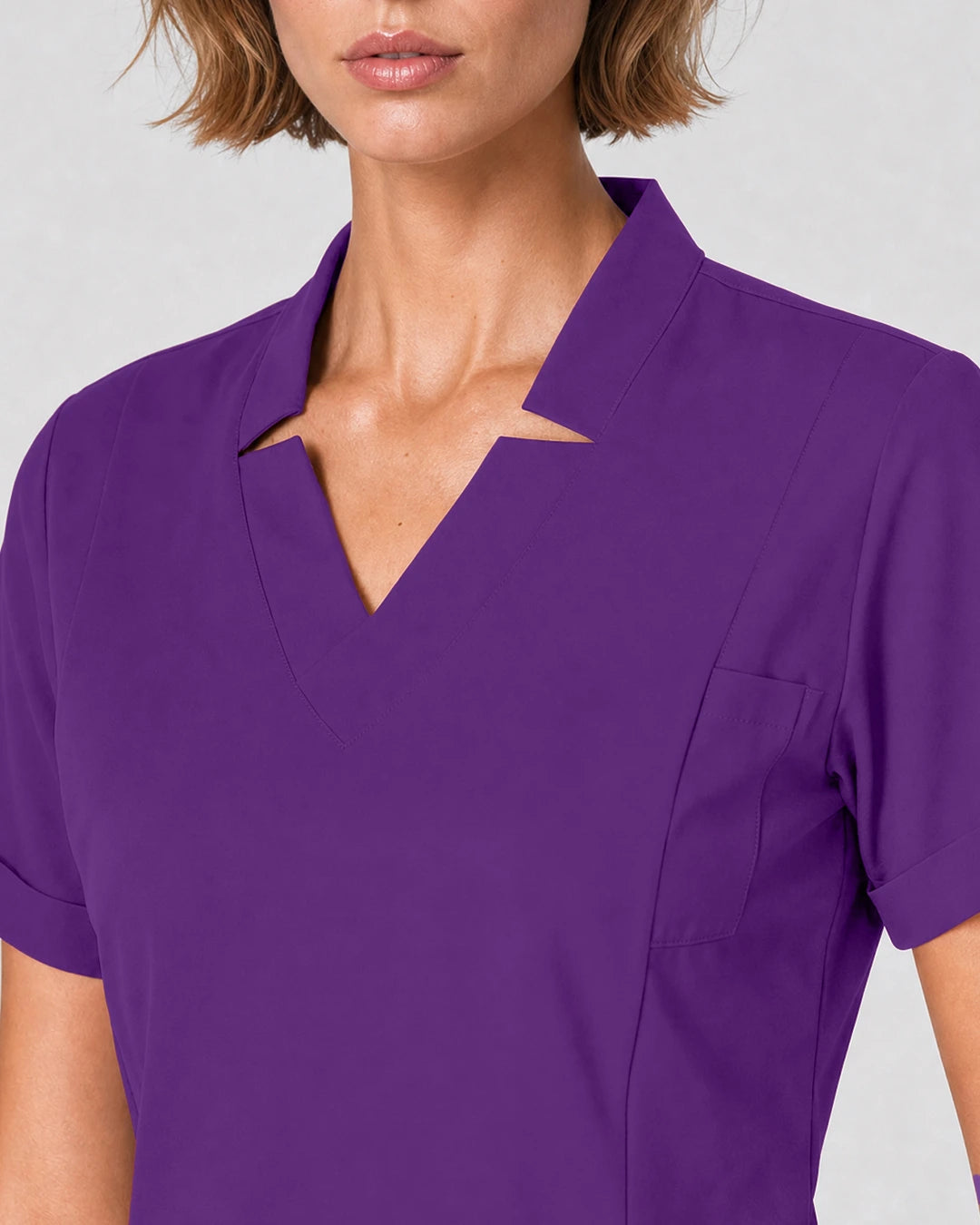 Dark Purple Eipnare Women's Split V-Neck Tapered Scrub Set - Stretch Medical Scrubs for Women