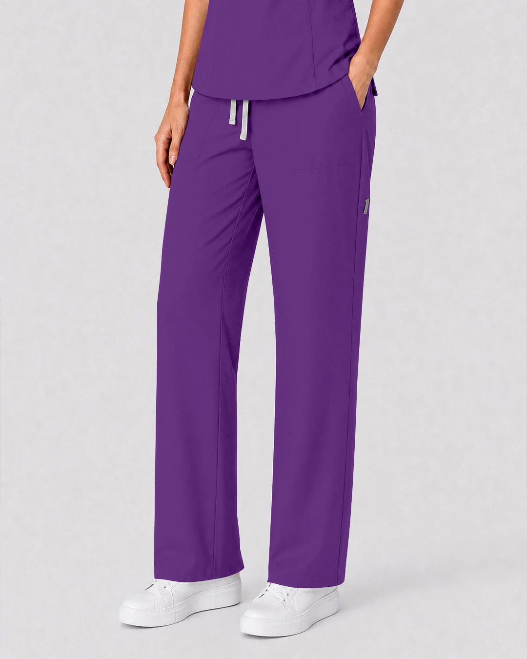 Dark Purple Eipnare Women's Split V-Neck Tapered Scrub Set - Stretch Medical Scrubs for Women