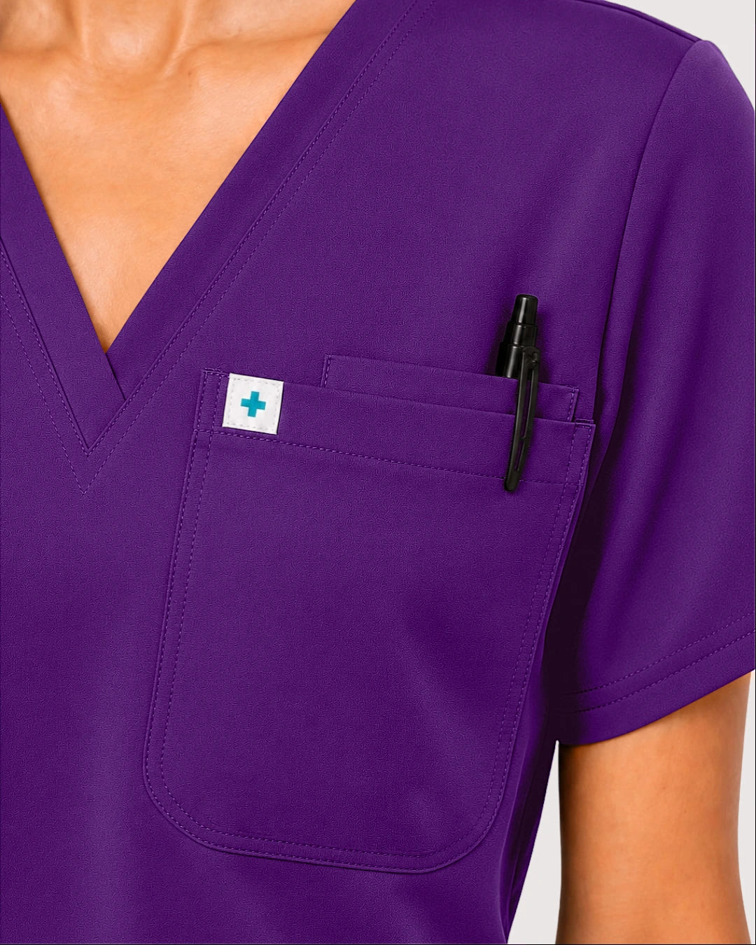 Dark Purple Eipnare Women's Knit V-Neck Jogger Scrub Set - Stretch Medical Scrubs for Women